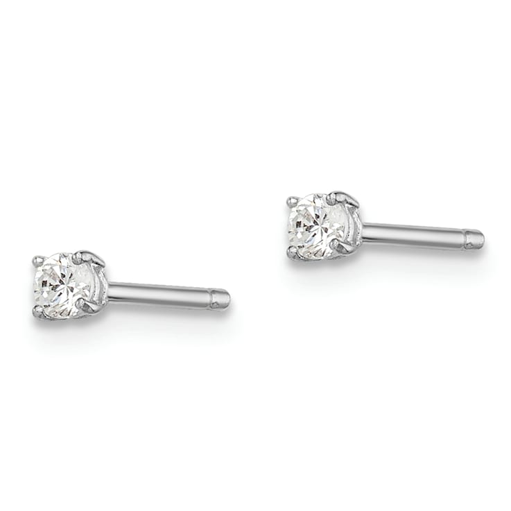 Sterling Silver Rhodium-plated 2.5mm Round CZ Stud Earrings