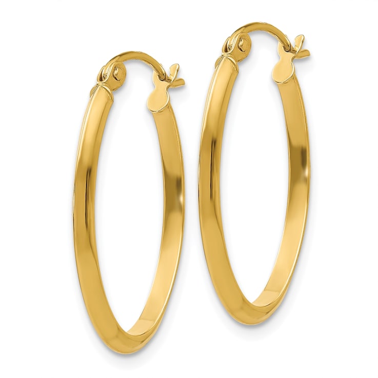 14k Yellow Gold 13mm x 2mm Oval Hoop Earrings