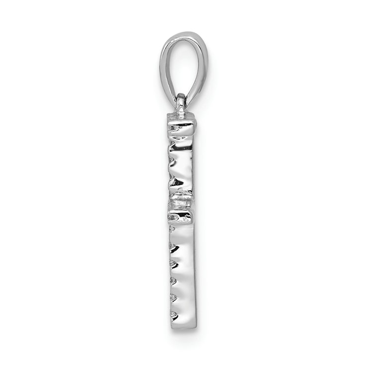 Rhodium Over 14K White Gold Diamond Letter F Initial Pendant
