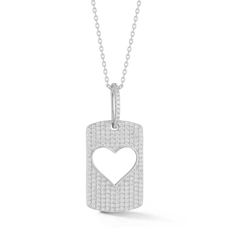 Rachel Zoe Pave CZ Open Heart Tag Pendant Necklace in Rhodium Over
Sterling Silver