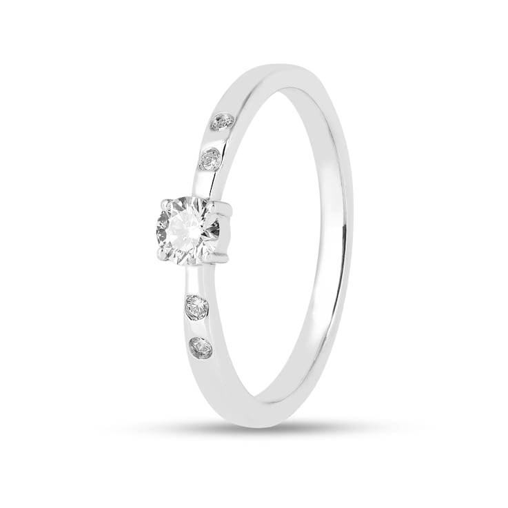 Rhodium Over Sterling Silver Lab Grown Diamond Solitaire Ring