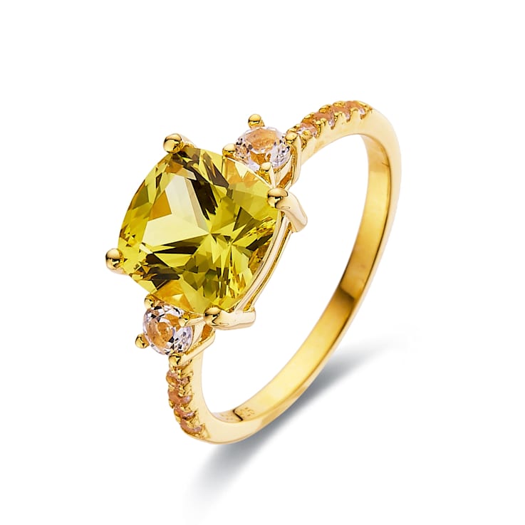 Lab Created Yellow Sapphire with White Topaz Accents 18K Yellow Gold
Over Sterling Silver Ring