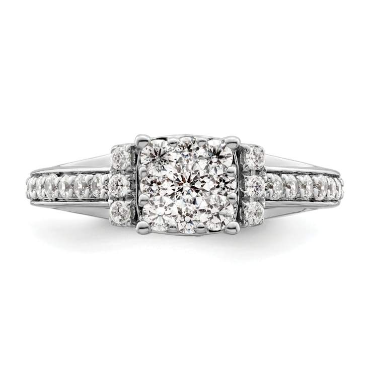 Rhodium Over 14K White Gold Lab Grown Diamond VS/SI GH, Cluster Ring 0.739ctw