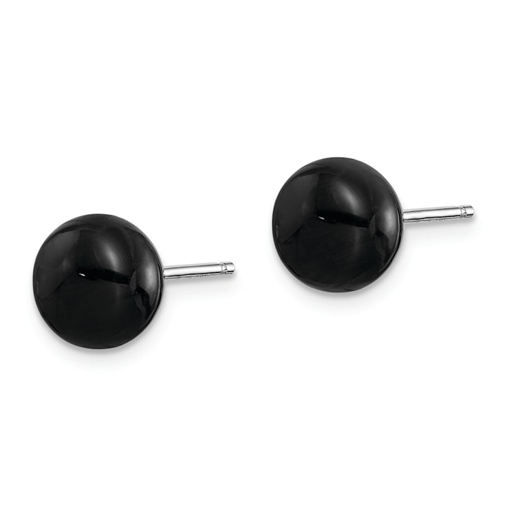 Sterling Silver 8-8.5mm Button Freshwater Cultured
Pearl/Stab.Turquise/Black Agate Set