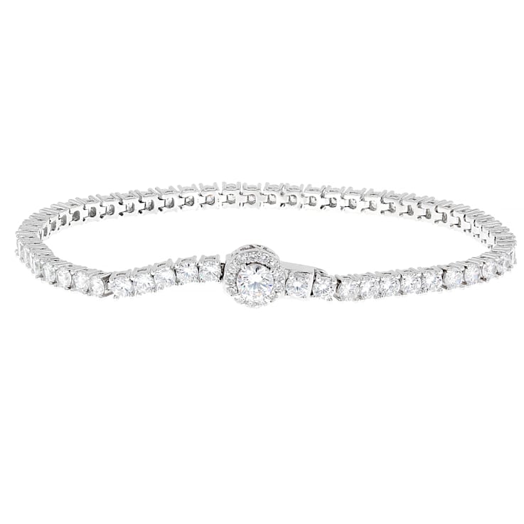 CZ Tennis Bracelet In Platinum-Enhanced Sterling Silver 10.81ctw