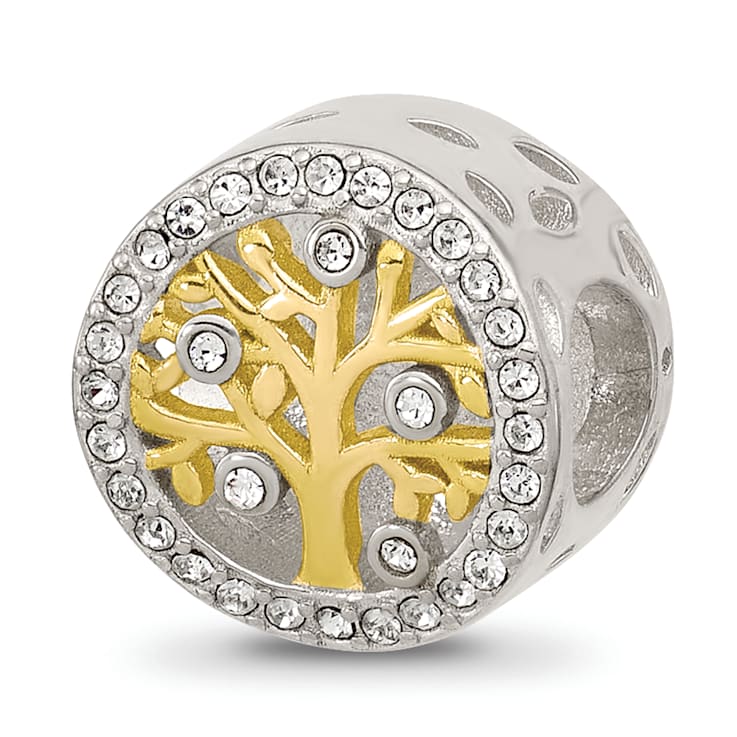 Sterling Silver Crystal and Gold-tone Family Tree Bead