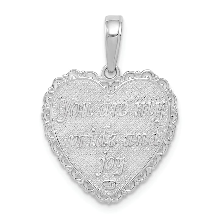 Rhodium Over 14k White Gold Textured and Reversible FOR MY DAUGHTER
Heart Pendant