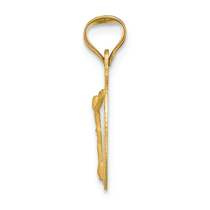 14K Yellow Gold Polished Diamond-cut Corpus Circle Pendant