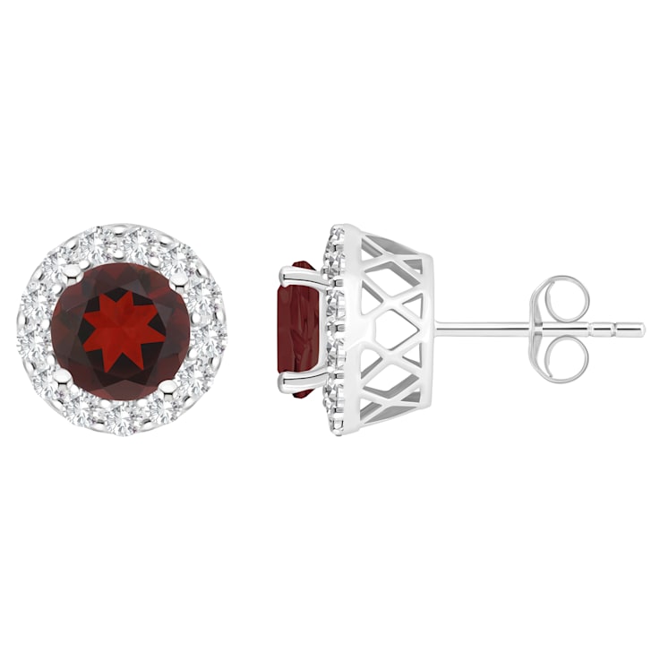 7mm Round Garnet And White Topaz Accent Rhodium Over Sterling Silver
Halo Stud Earrings