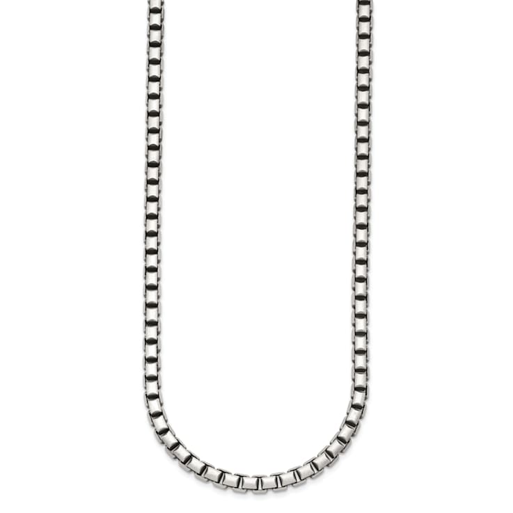 Sterling Silver Antiqued and Satin 5.0mm Box 20 Inch Chain