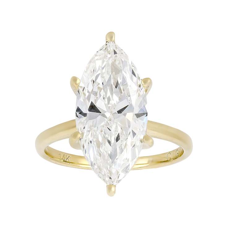 Lab-Grown Diamond Marquise Solitaire Ring In 14K Yellow Gold 5.00ct