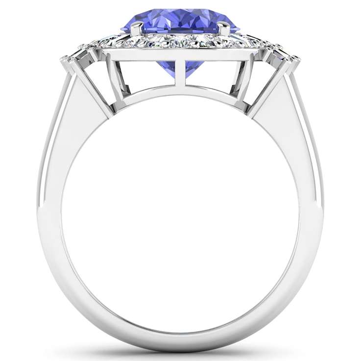 4.26ctw Violet Tanzanite and Diamond 14K White Gold Halo Ring
