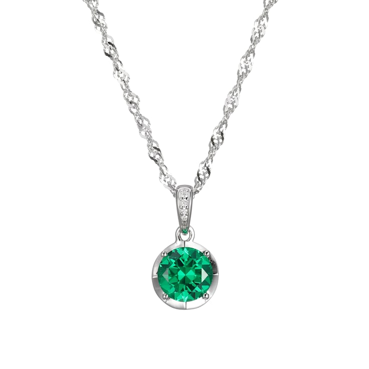 Green Lab Created Garnet and White Cubic Zirconia Platineve® Pendant
With Chain 1.57ctw