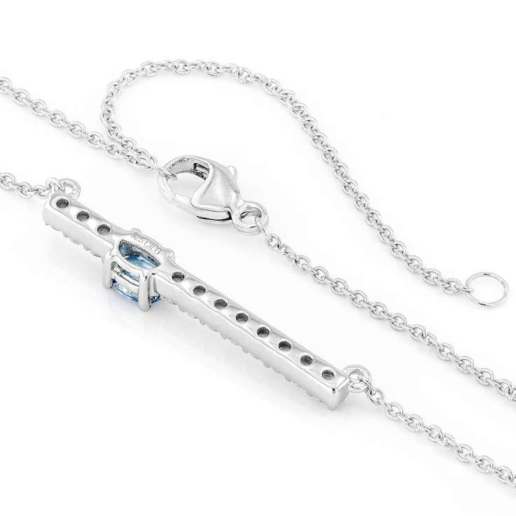 Blue And White Lab-Grown Diamond F-G SI Rhodium Over Sterling Silver
Necklace 0.50ctw