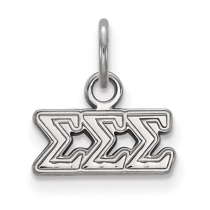 Rhodium Over Sterling Silver LogoArt Sigma Sigma Sigma Extra Small Pendant