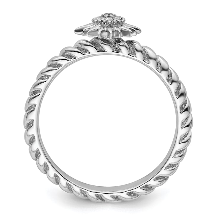 Sterling Silver Stackable Expressions Diamond Star Ring 0.035ctw