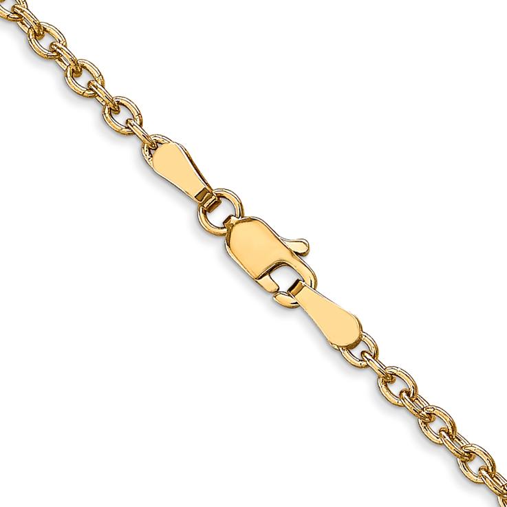 14k Yellow Gold 2.4mm Solid Round Open Link Cable 22 Inch Chain
