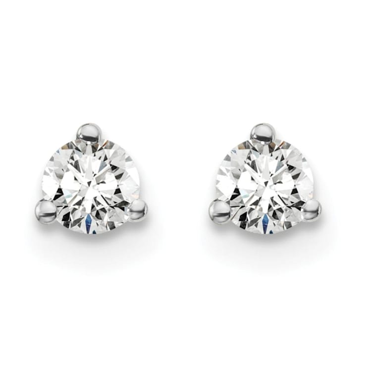 14K White Gold Lab Grown Diamond 1/4ctw VS/SI GH Screw Back 3-Prong Earrings