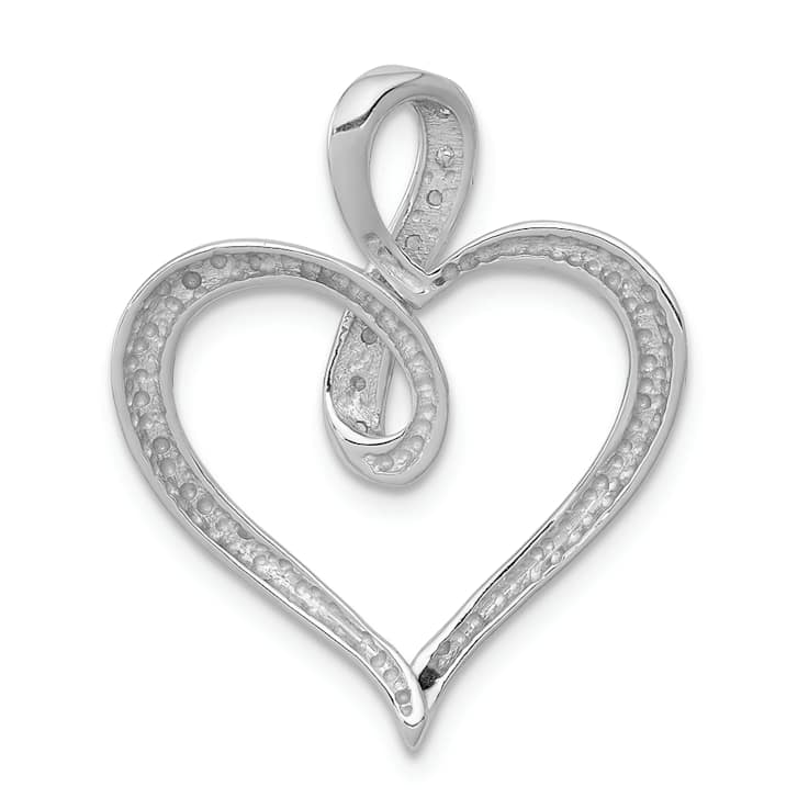 Rhodium Over 14K White Gold 0.20ctw Diamond Heart and Infinity Pendant