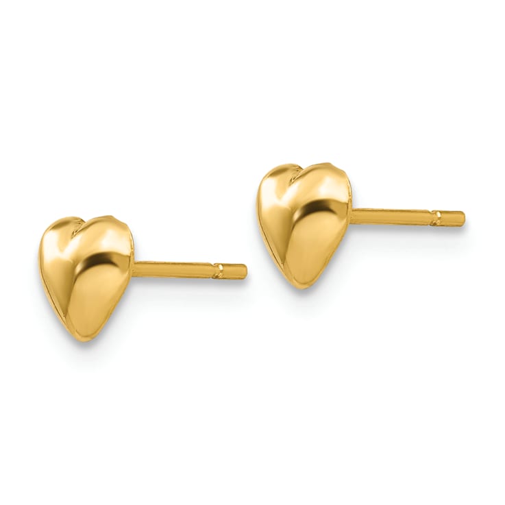 14k Yellow Gold Polished 5mm Heart Stud Earrings - 164HWA