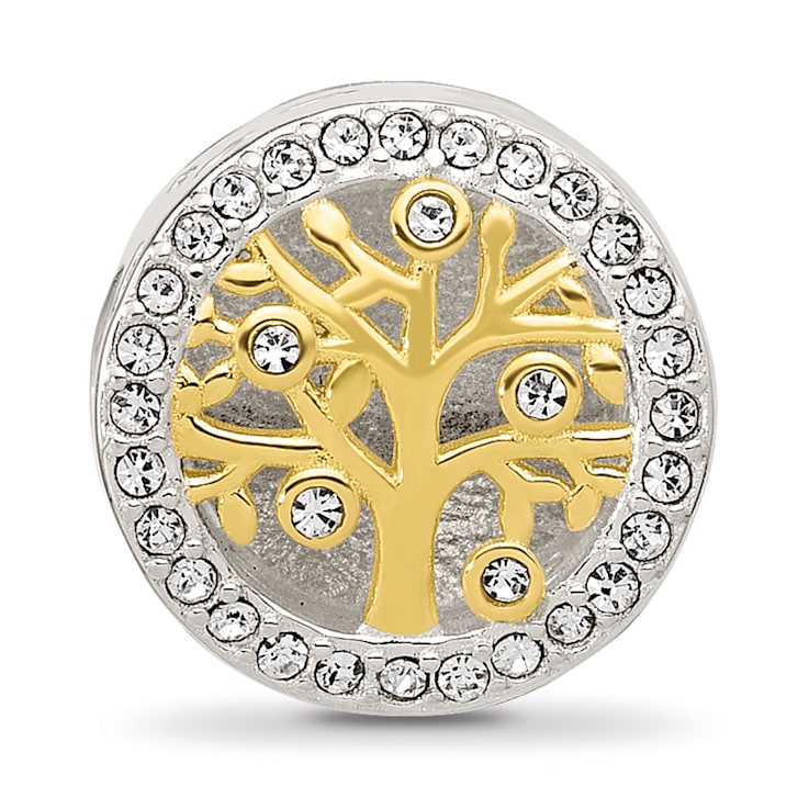 Sterling Silver Crystal and Gold-tone Family Tree Bead