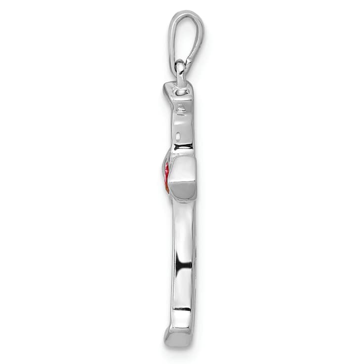 Rhodium Over 10k White Gold Heart Cross Pendant with 0.13 ctw Ruby and
0.20 ctw Diamond