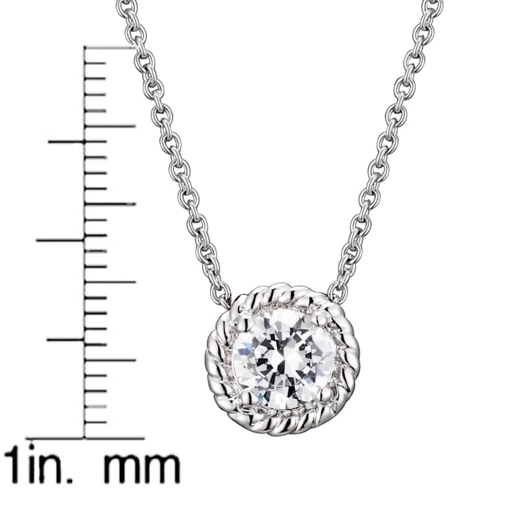 CZ Solitaire Pendant In Sterling Silver