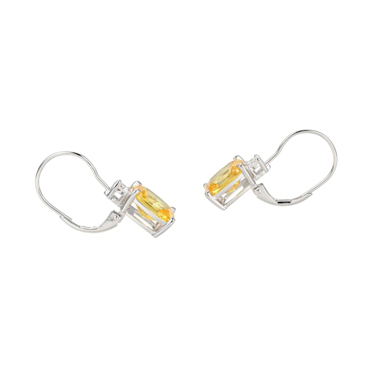 Yellow and White Cubic Zirconia Platinum Over Sterling Silver  Earrings 9.71ctw
