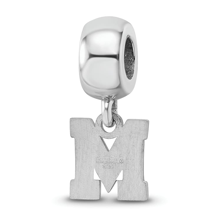 Sterling Silver Rhodium-plated LogoArt University of Memphis Small Bead