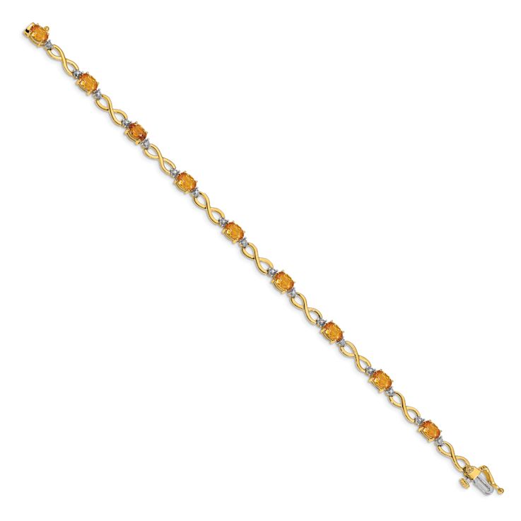 10k Yellow Gold and 10k White Gold Citrine and Diamond Infinity Bracelet
