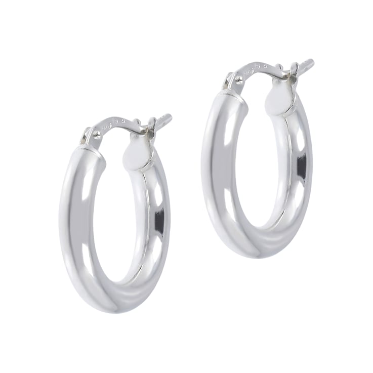 Sterling Silver Polished 1/2" Round Hoop Earrings