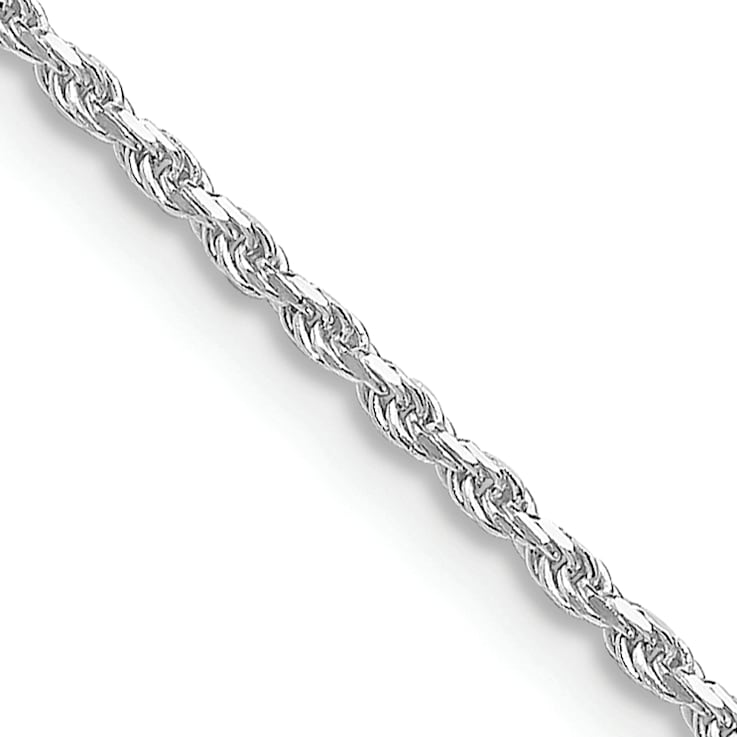 Rhodium Over Sterling Silver 1.5mm Diamond-cut Rope Chain