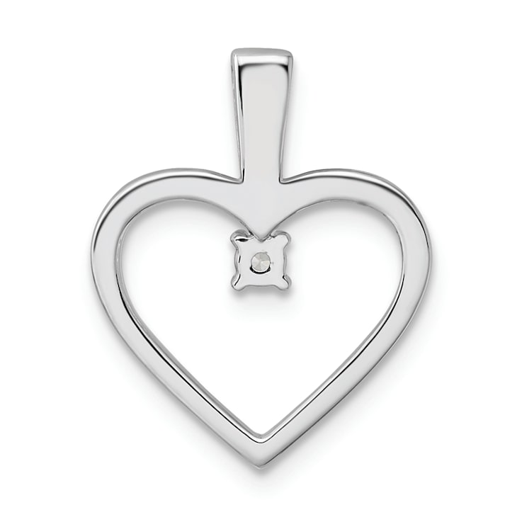 Rhodium Over 14k White Gold Diamond Heart Pendant