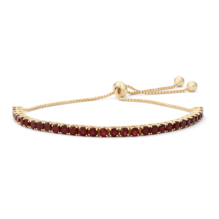 Red Garnet 14K Yellow Gold Over Sterling Silver Bolo Bracelet 3.87ctw