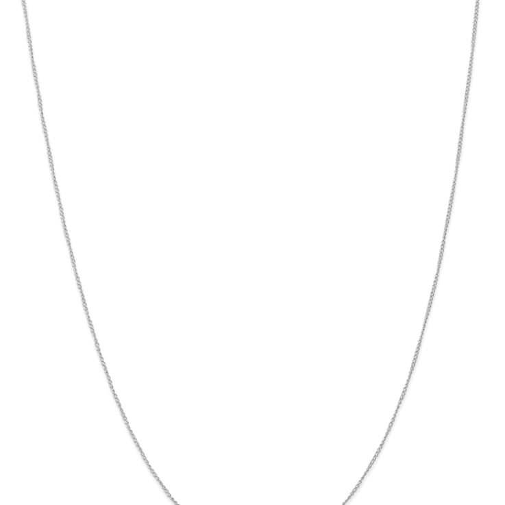 Rhodium Over 14k White Gold 0.5mm Solid Curb 18 Inch Chain