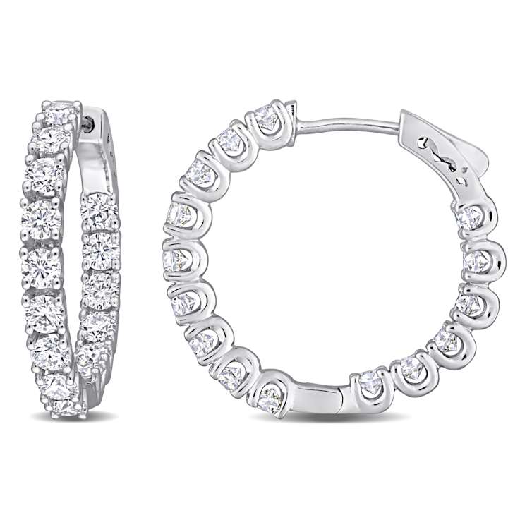 3.0ctw Created Moissanite Inside-Outside Hinged Hoop Earrings in
Sterling Silver