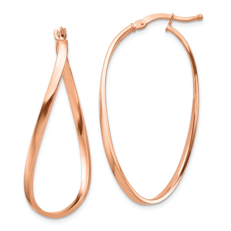 14k Rose Gold 1 5/16" Wavy Hoop Earrings