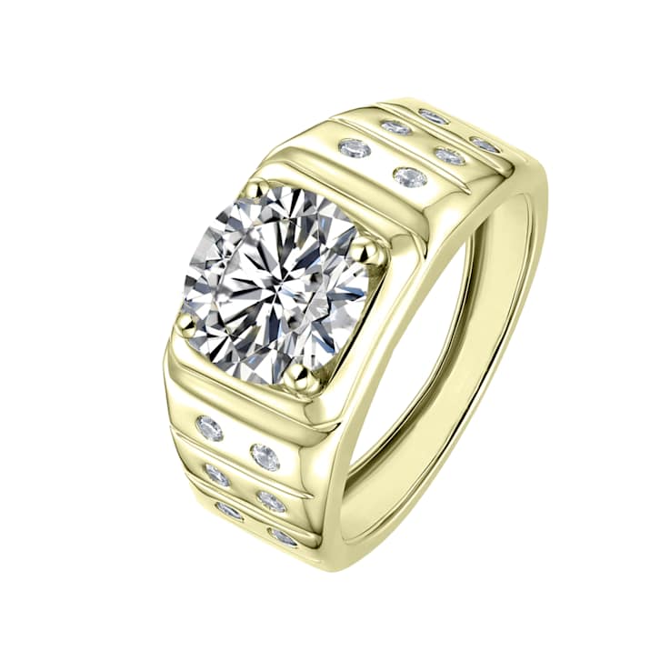 Adjustable CZ Band Ring In 14K Gold Over Brass