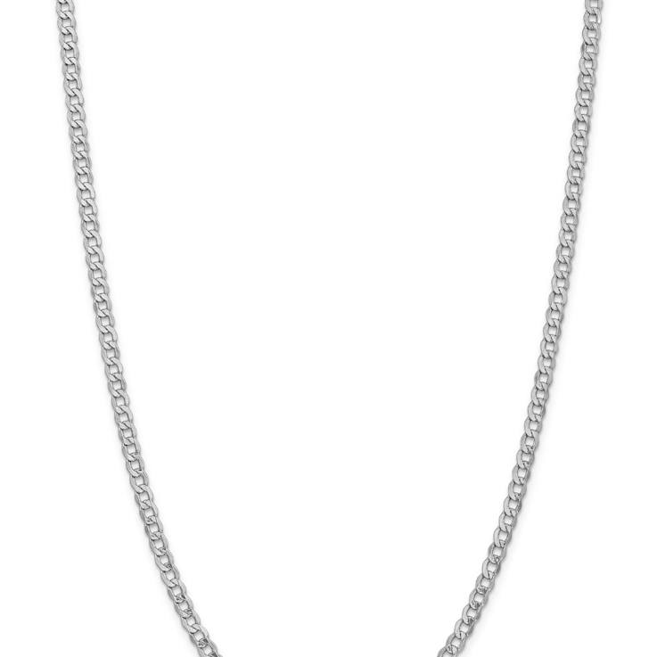 14k White Gold 4.3mm Semi-Solid Curb Link Chain 26 inch