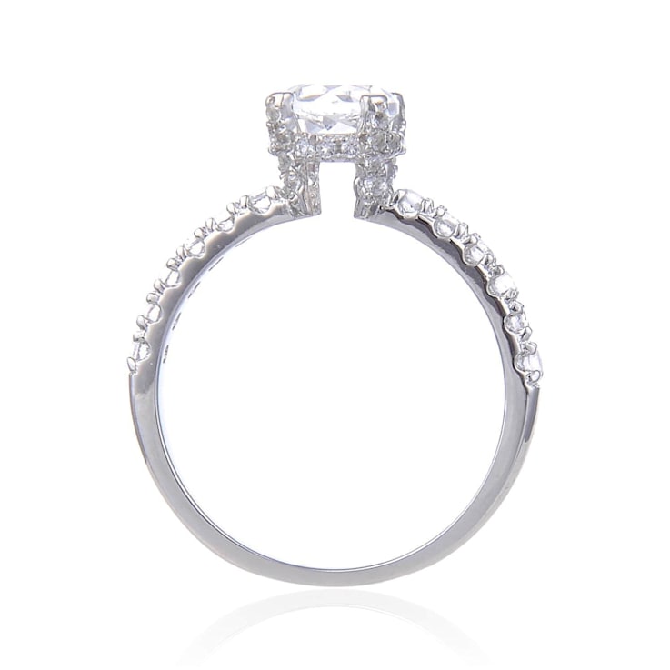 Round White Topaz Sterling Silver Ring, 1.98ctw
