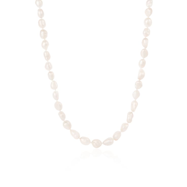 9-10mm White Cultured Freshwater Pearl endless Necklace