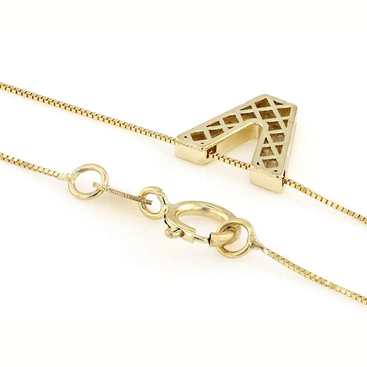 Block Letter V Initial Necklace In 10K Yellow Gold