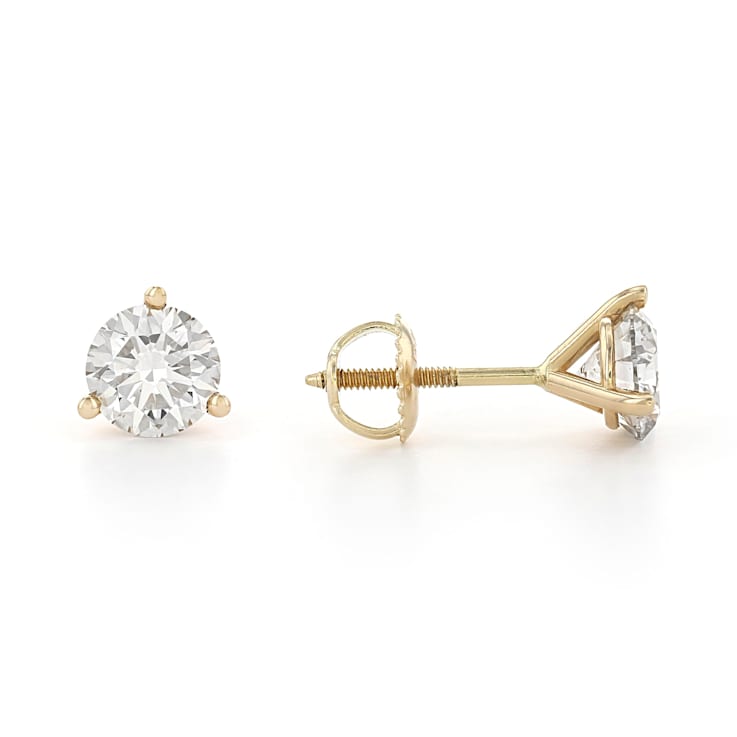 Certified White Lab-Grown Diamond H-I SI 14k Yellow Gold Martini Stud
Earrings 2.00ctw