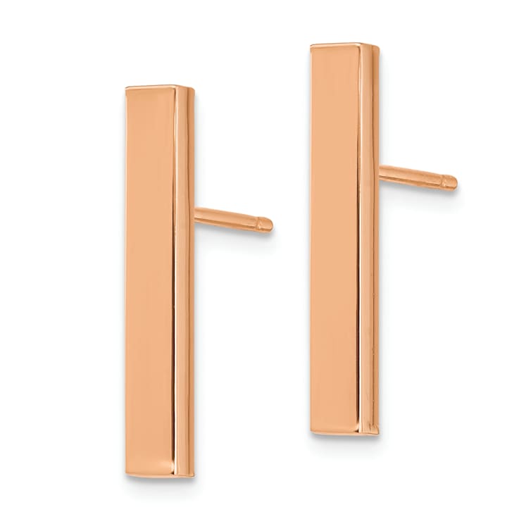 14K Rose Gold Polished Bar Dangle Earrings