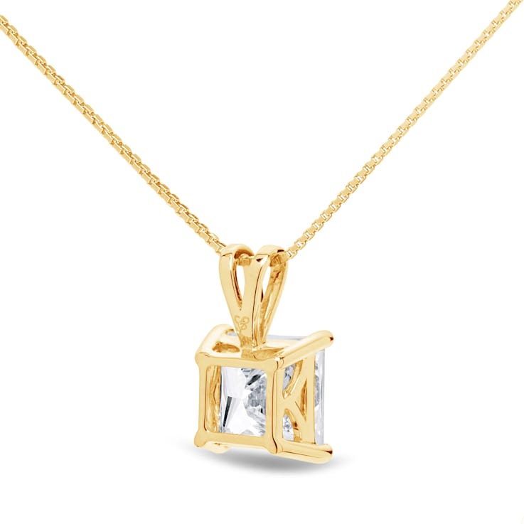 White Cubic Zirconia 14k Yellow Gold Pendant With Chain 2.00ctw