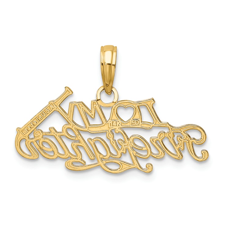 14k Yellow Gold Textured I LOVE MY FIREFIGHTER Charm