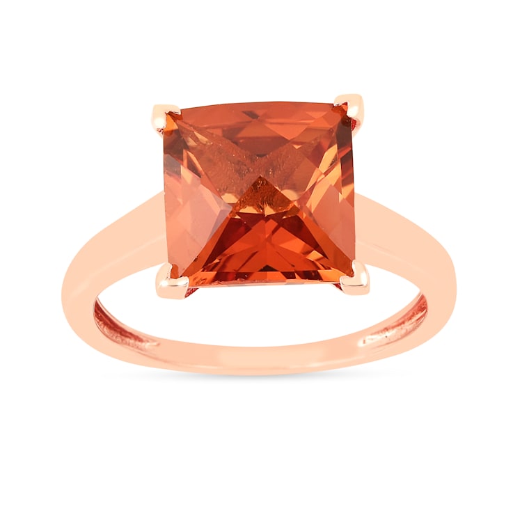 Peach Orange Lab Created Padparadscha Sapphire 14K Rose Gold Over Sterling Silver Statement Ring 13KY1A