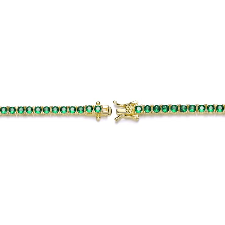 Emerald Color CZ Tennis Bracelet In 14K Gold Over Brass 5.5ctw