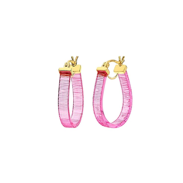 14K Yellow Gold Over Sterling Silver Mini Horseshoe Acrylic Hoops in Pink