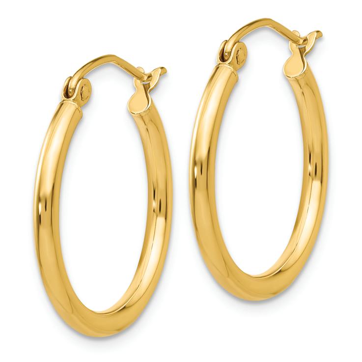 14k Yellow Gold Polished 13/16" Tube Hoop Earrings